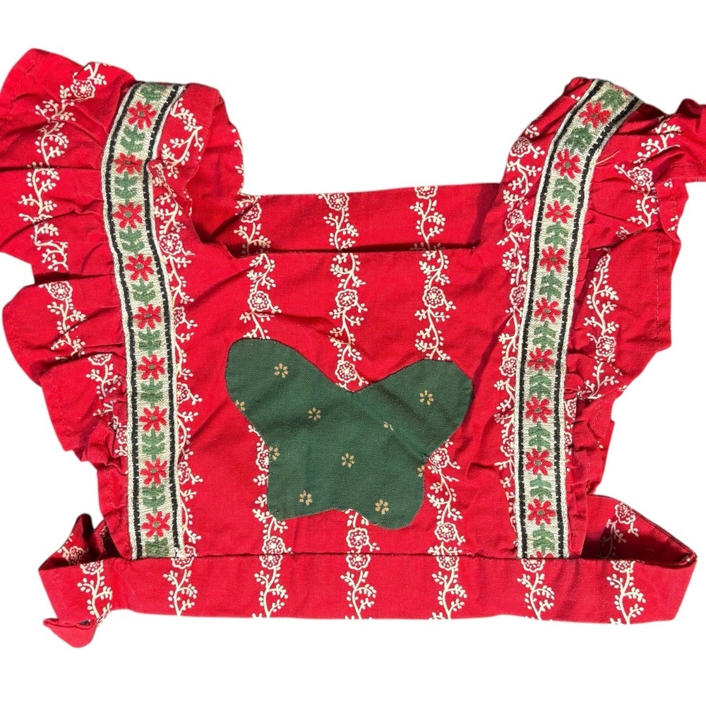 Vintage Red Folk Crop Top | Cottagecore Prairie Boho | Child / XS
